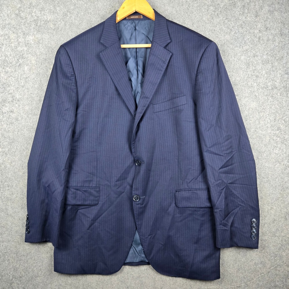 Peter Millar Blazer Mens 42R Blue Pinstripe Wool Sport Coat Two Button Business